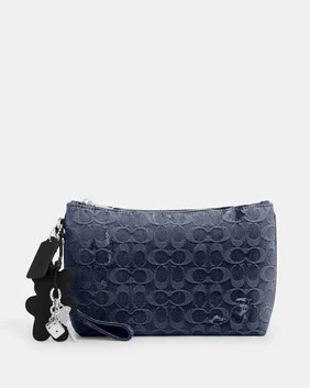 Pouch In Loved Signature Denim With Charms