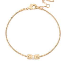 Cube Rondelle Bracelet, Plated Brass, Plastic & Cubic Zirconia