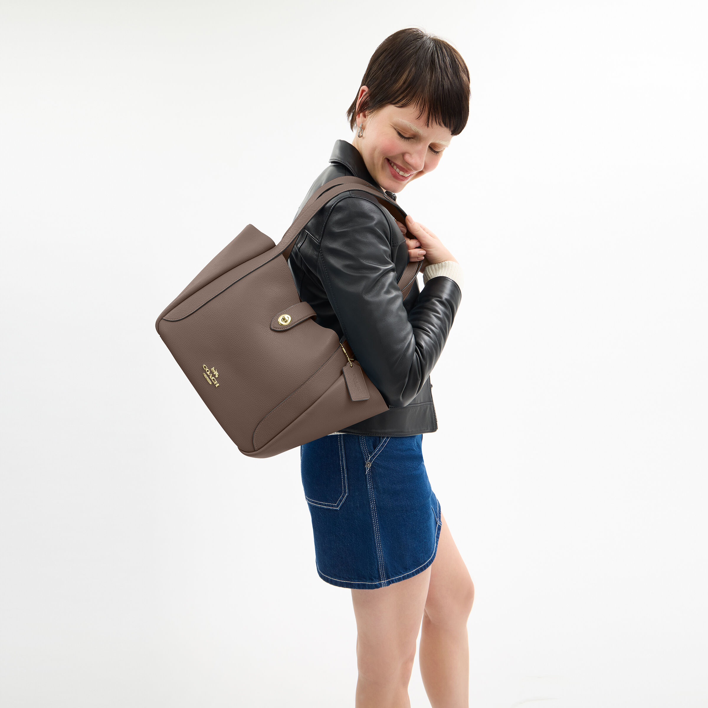 Buy COACH Hadley Turnlock Tote Bag Brown Online in UAE