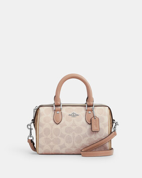 حقيبة كروس بودي روان صغيرة بتصميم مقسم بألوان ونقشة شعار الماركة