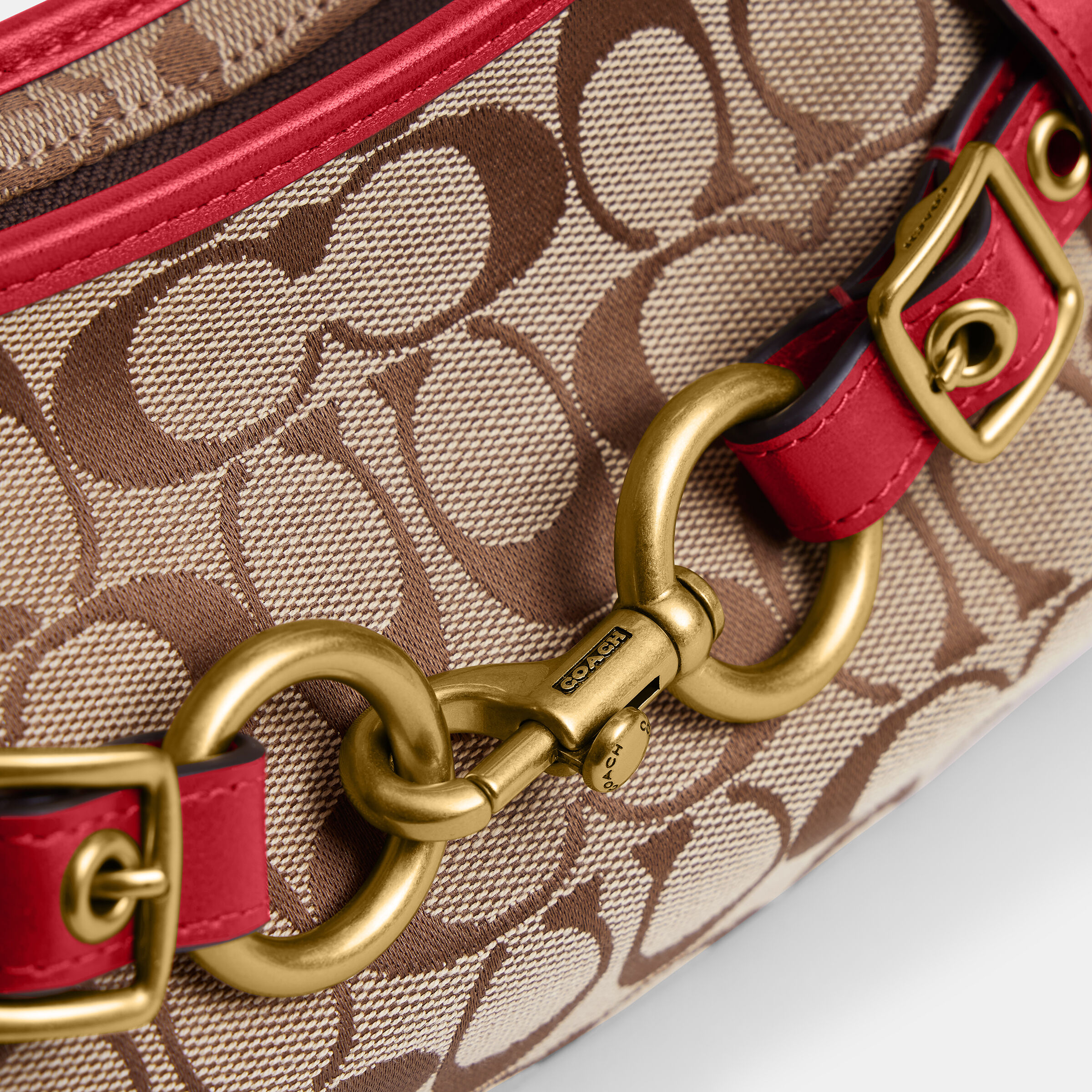 Buy COACH Belted Ergo Shoulder Bag 26 In Signature Jacquard Red