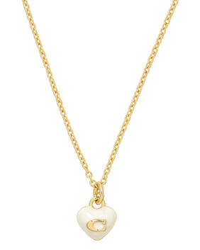 Enamel C Heart Short Pendant Necklace