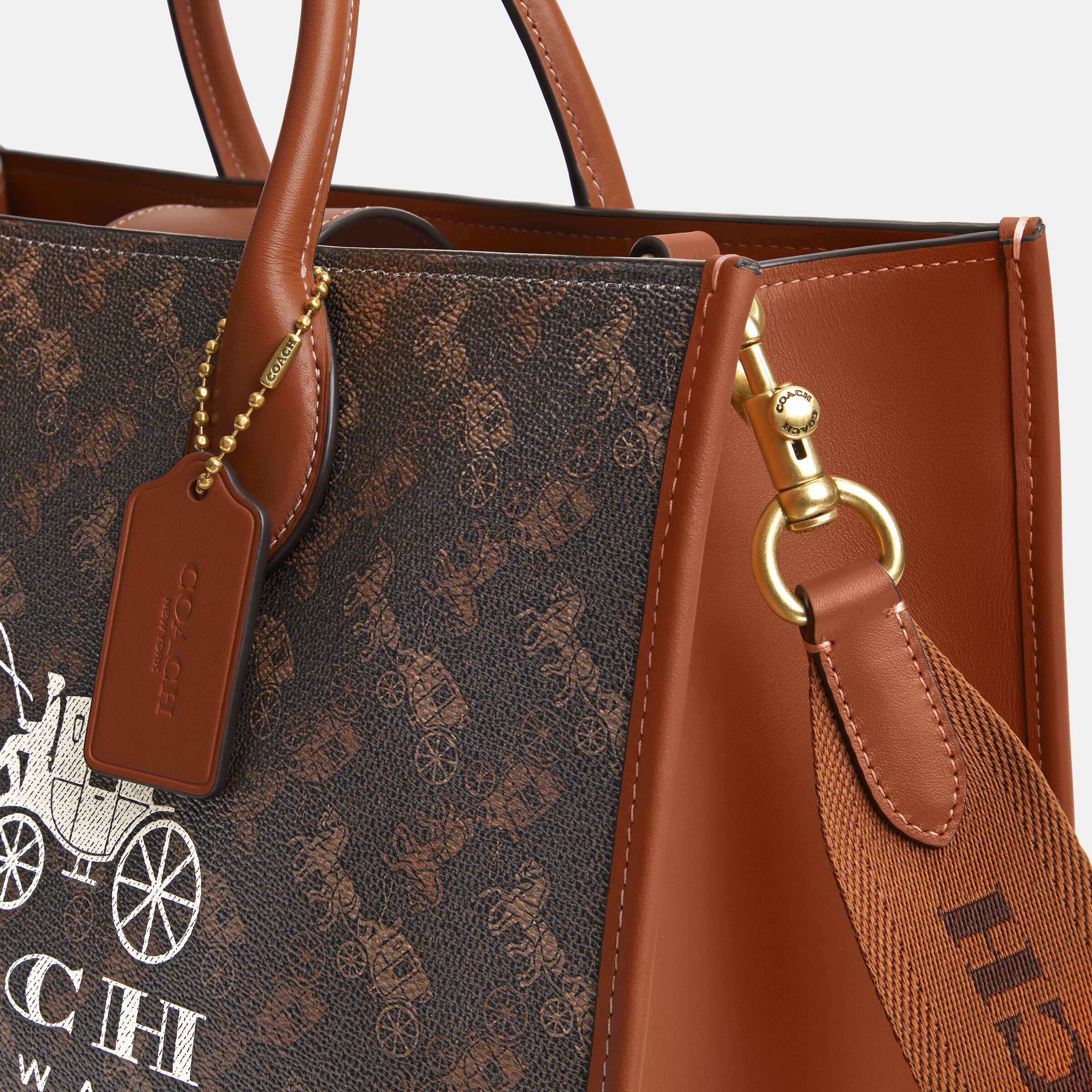 Buy COACH Ace Tote 35 With Horse And Carriage Print Brown