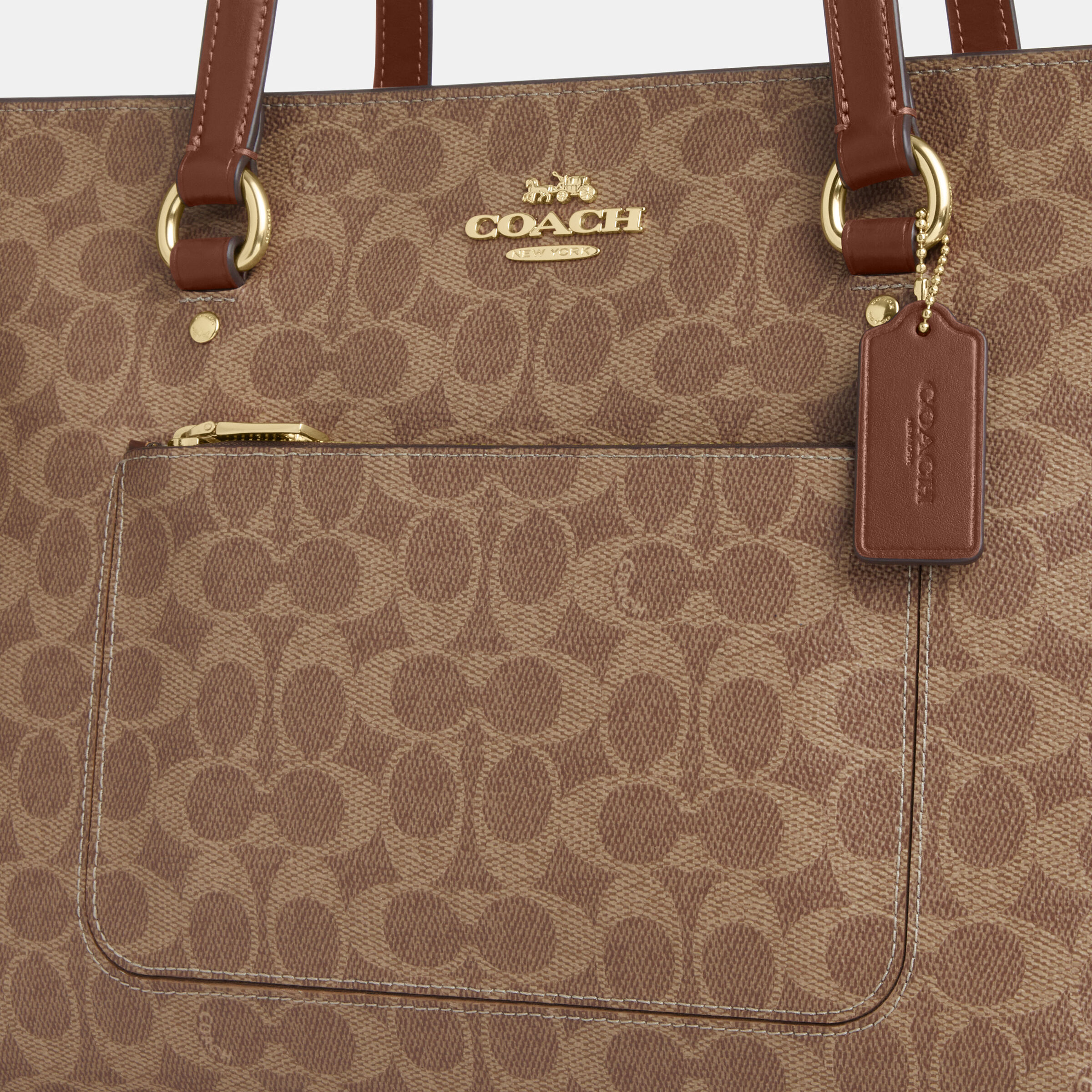 Buy COACH Station Tote Bag In Signature Canvas Dark Beige Online