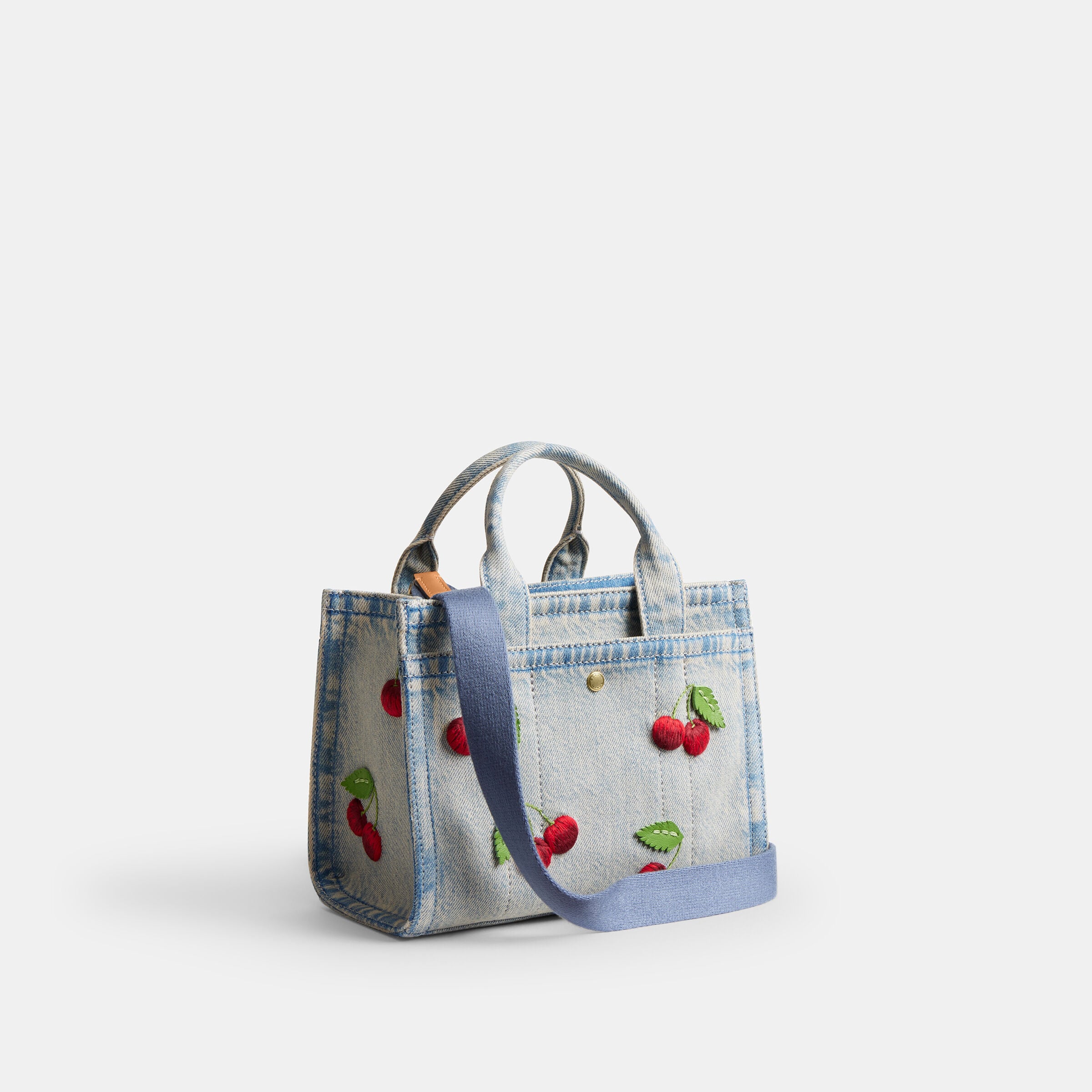 Buy COACH Embroidered Cherry Denim Cargo Tote 20 Blue Online in UAE