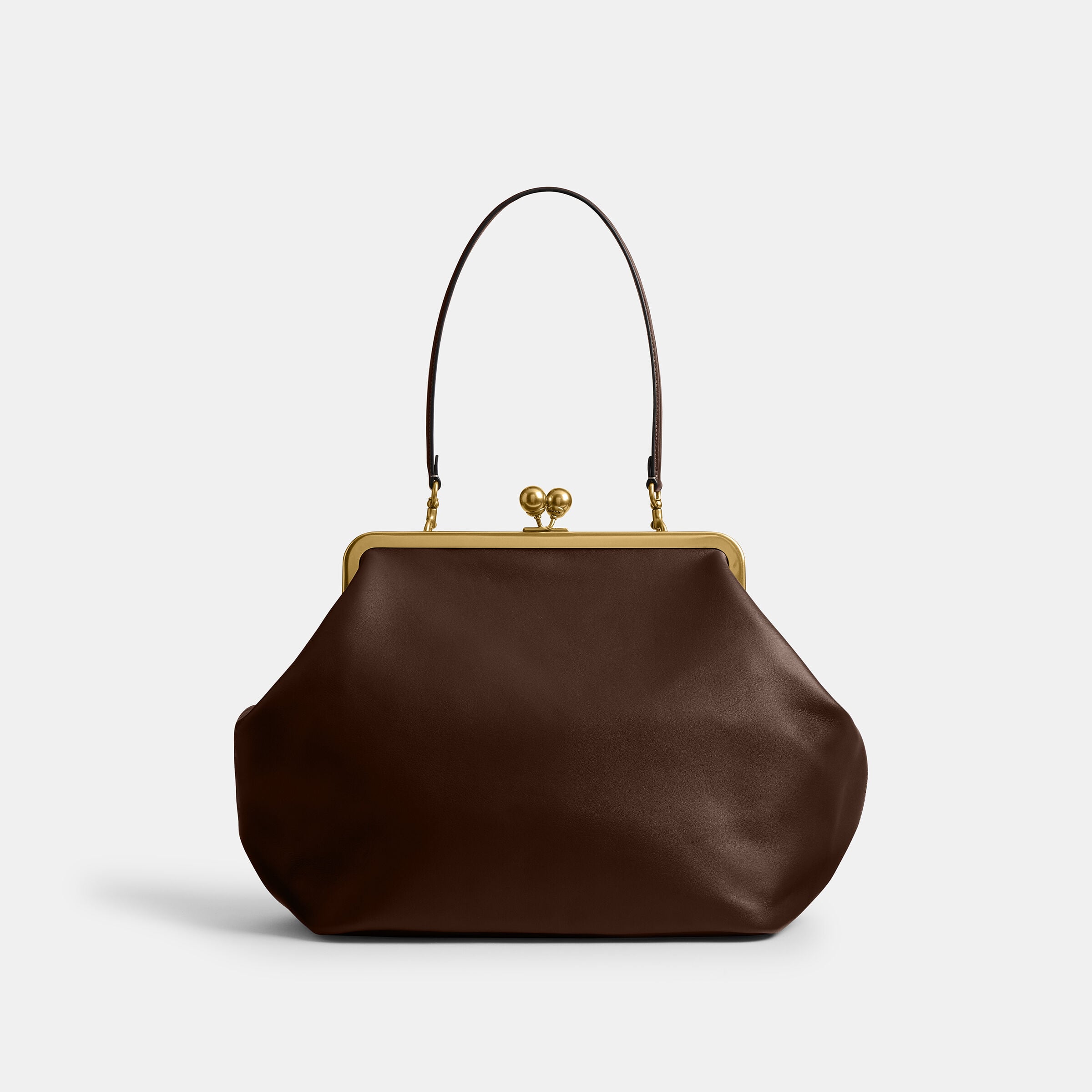 バッグ COACH Vintage Kisslock Leather Beige Buy COACH Large Kisslock Frame Bag DARK BROWN Online in UAE