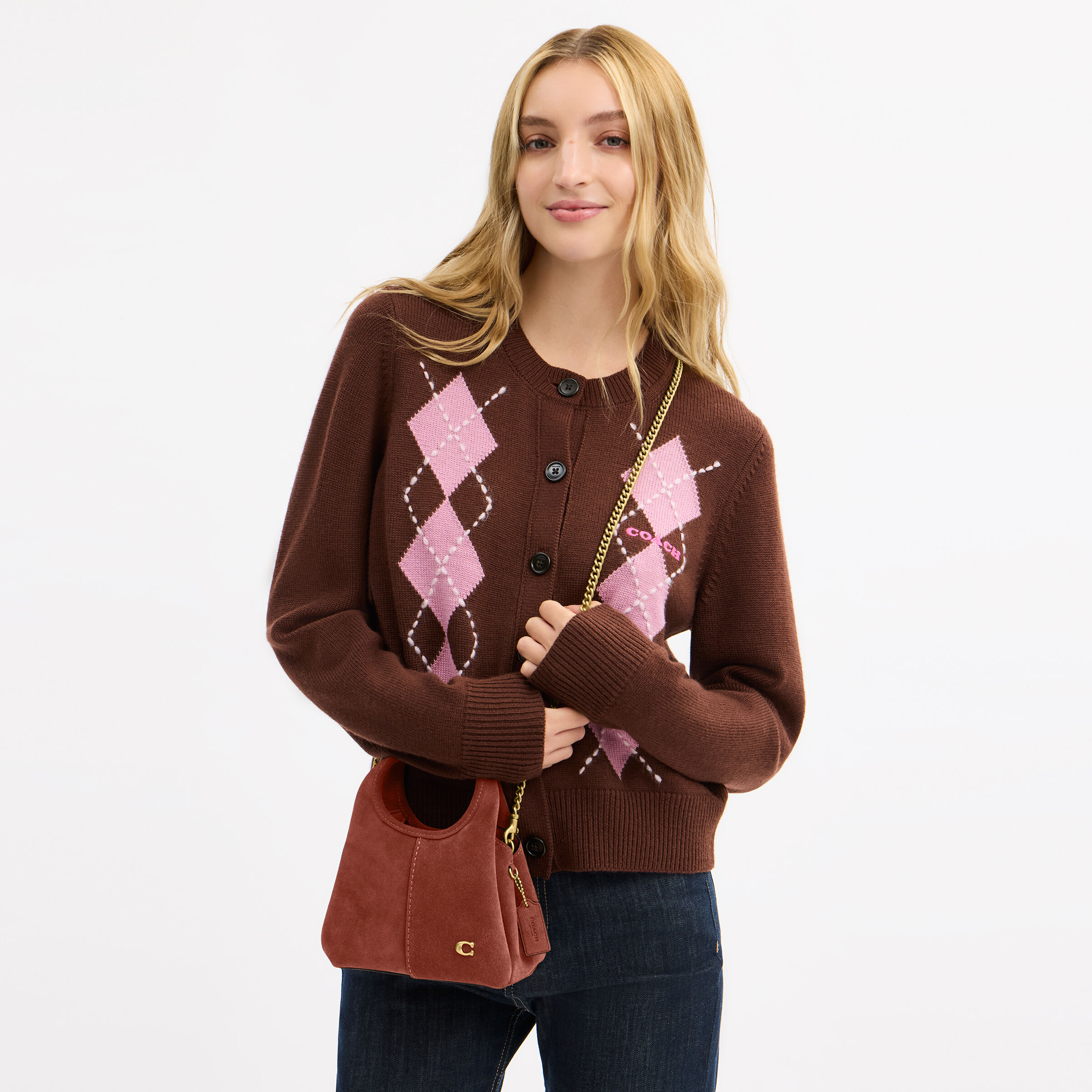 Buy COACH Suede Lana Shoulder Bag 19 MEDIUM BROWN Online in Kuwait
