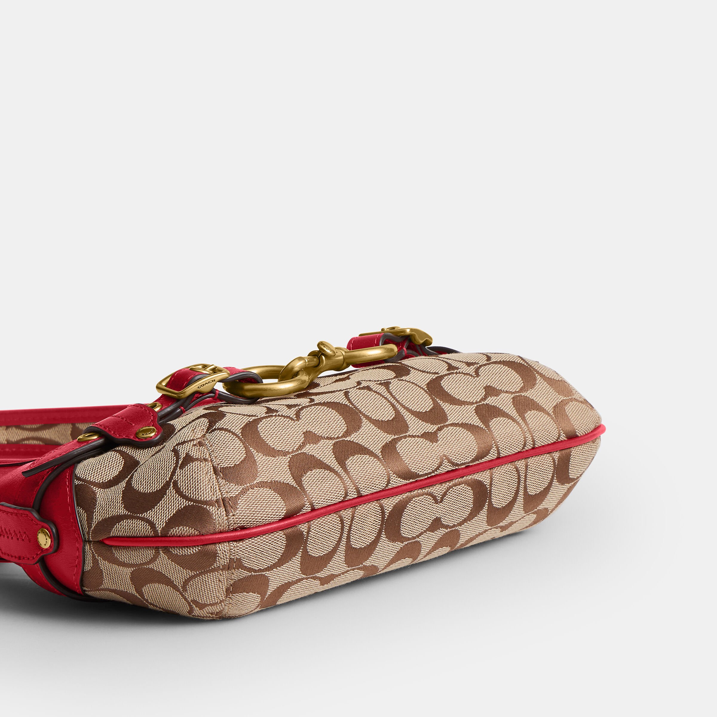 Buy COACH Belted Ergo Shoulder Bag 26 In Signature Jacquard Red