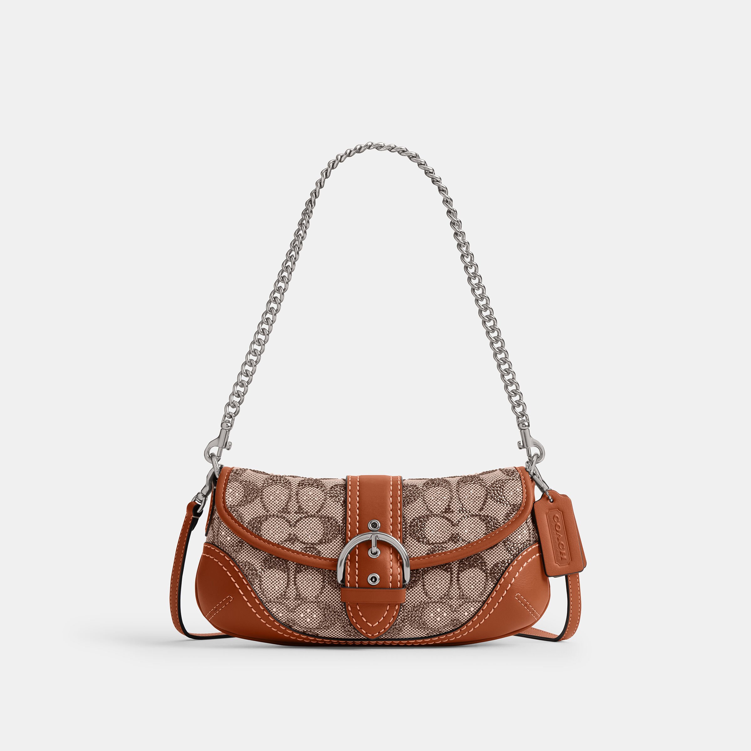 バッグ Coach Soho Hand Bag Signature lic Buy COACH Soho Bag 25 In Crystal Signature Jacquard Brown Online