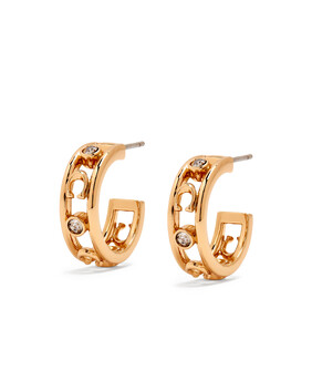 Signature C Open Hoop Earrings, Brass
