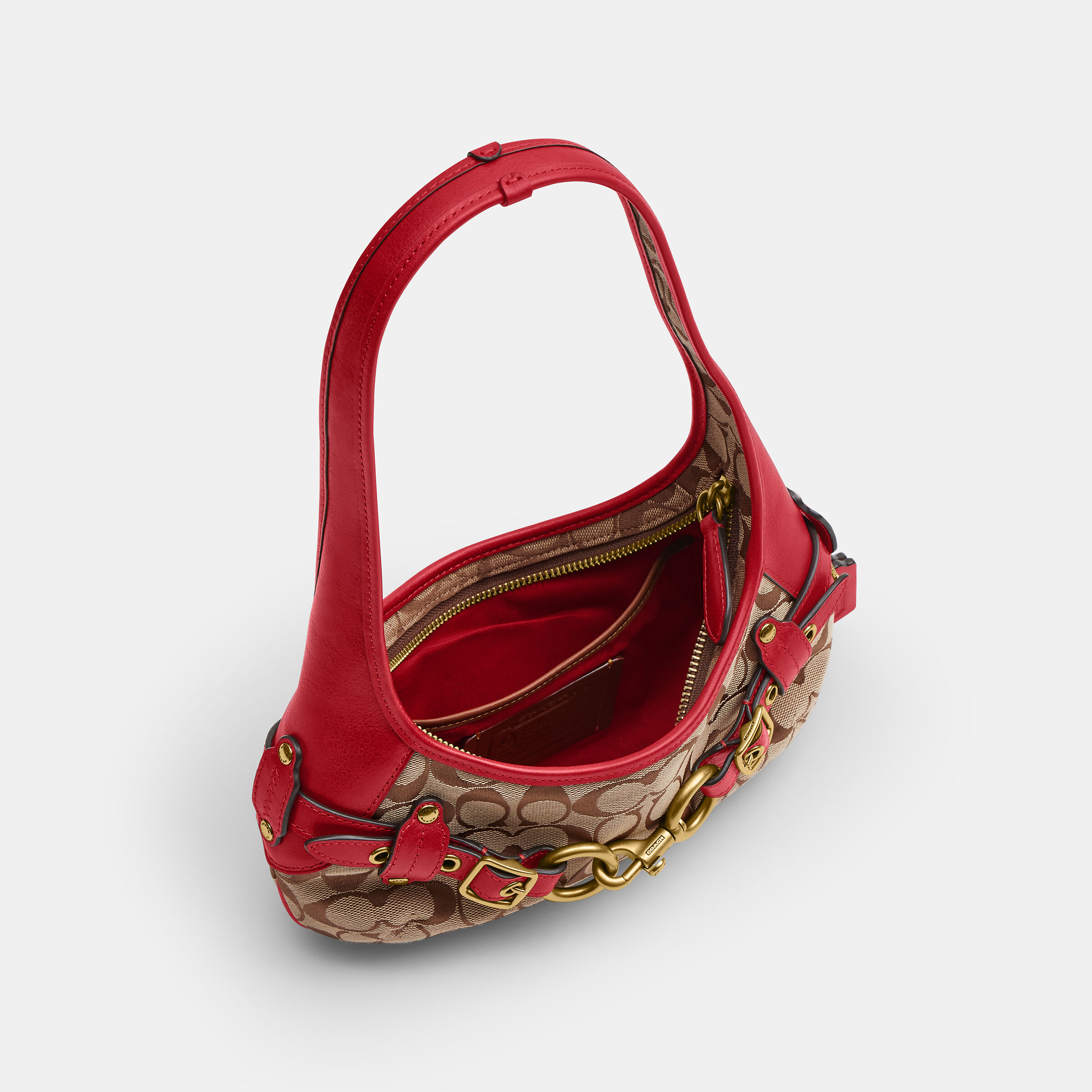 Buy COACH Belted Ergo Shoulder Bag 26 In Signature Jacquard Red