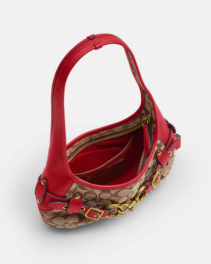 Buy COACH Belted Ergo Shoulder Bag 26 In Signature Jacquard Red 