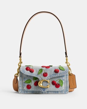 Tabby Shoulder Bag 20 With Cherry Embroidery