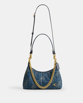 Juliet Shoulder Bag 25 In Regenerative Cotton Denim With Quilting