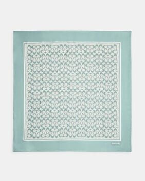 وشاح مربع بنقشة شعار الماركة الفينتج حرير