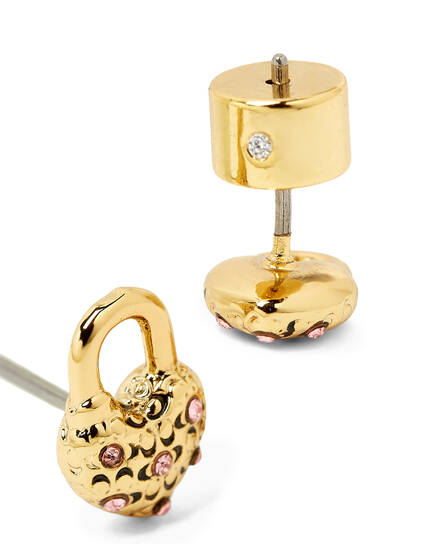 Buy COACH Heart Padlock Stud Earrings Gold Online in UAE display picture 3