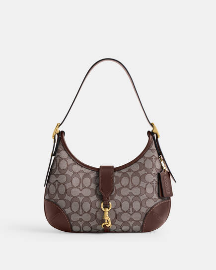 Buy COACH Hamptons Hobo Bag In Signature Jacquard DARK BROWN 