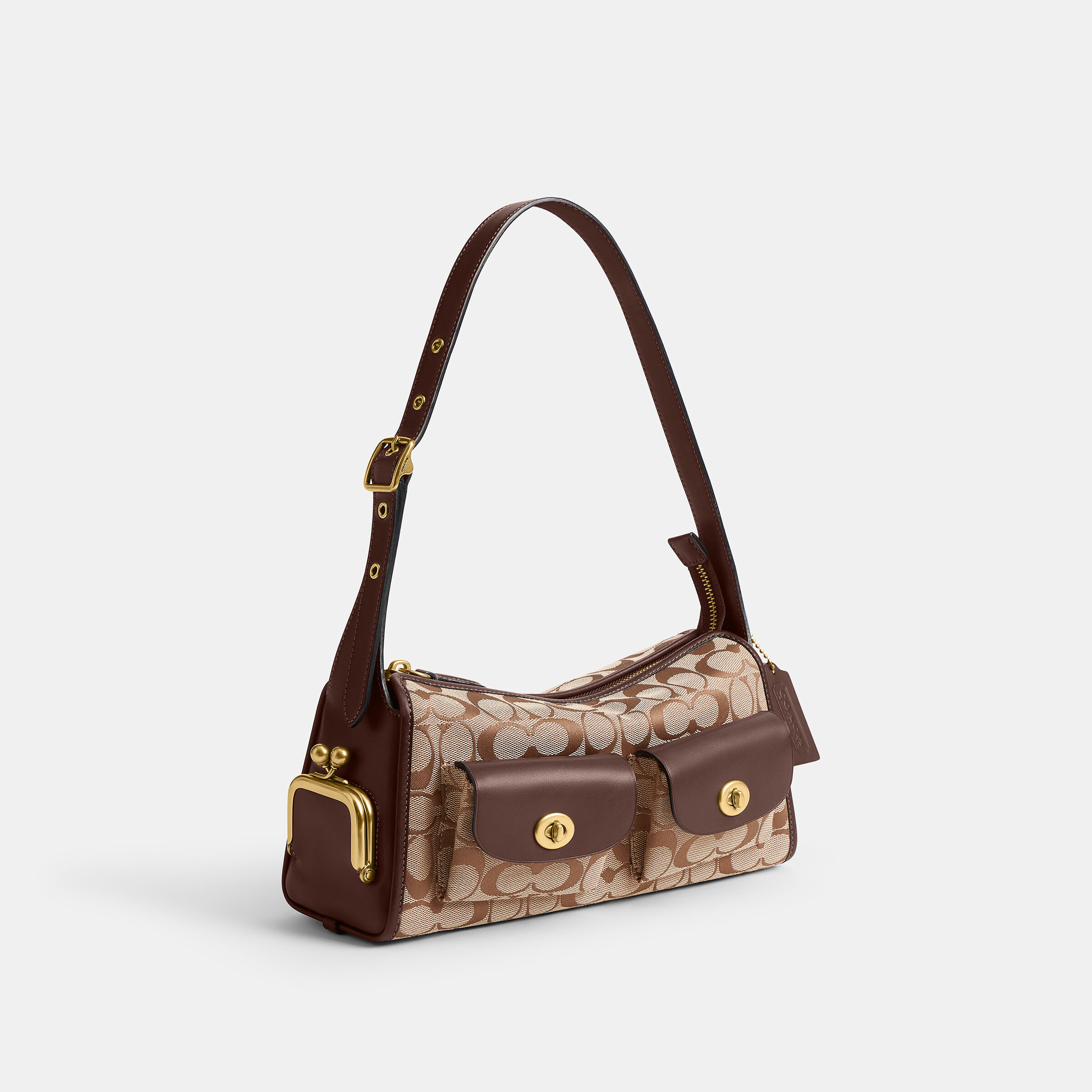 Buy COACH Turnlock Haversack Bag 27 In Signature Jacquard Brown