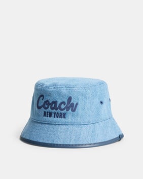 Coach Embroidered Denim Bucket Hat