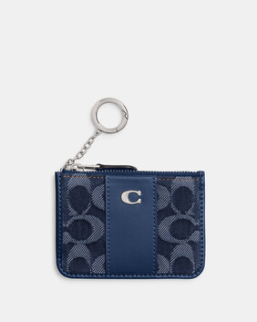Essential Mini Id Card Case In Signature Denim
