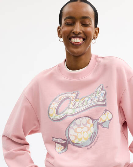 Buy COACH Coach Candy Crewneck Sweatshirt Pink Online in UAE