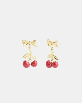 Resin Cherry Bow Earrings