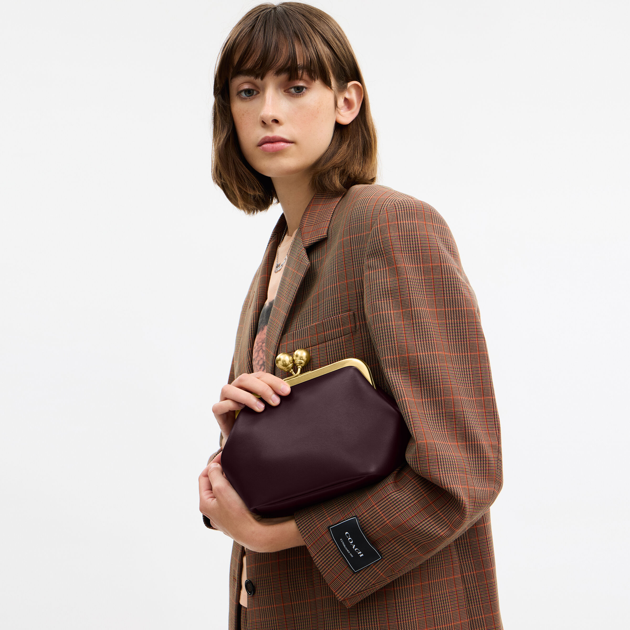 Buy COACH Kisslock Frame Bag 16 Dark Purple Online in Kuwait