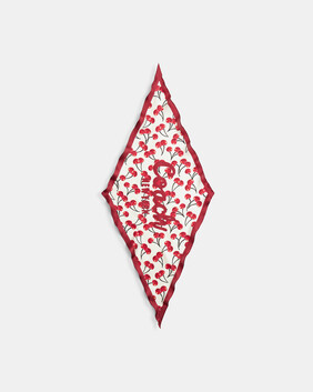 Cursive Coach Script Cherry Swirl Print Silk Diamond Scarf