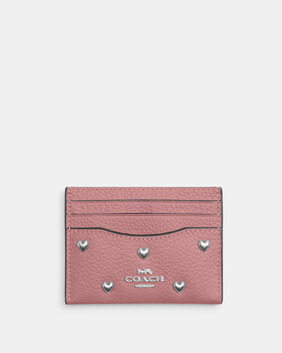 Slim Id Card Case With Heart Rivets