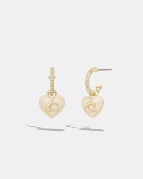 Signature Heart Pavé Huggie Earrings