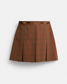 Sculpted C Plaid Pleated Skirt