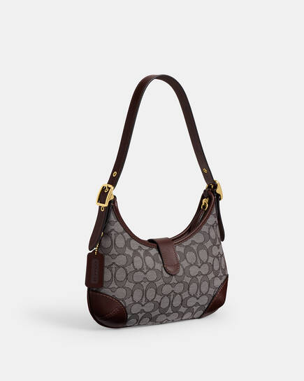 Buy COACH Hamptons Hobo Bag In Signature Jacquard DARK BROWN 