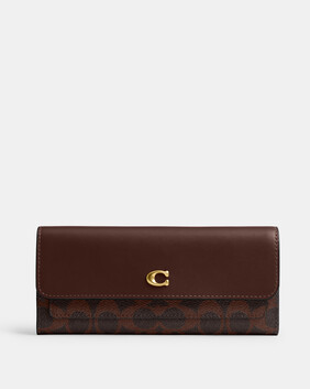 محفظة ميلا طويلة بغطاء قلاب قماش قنب بشعار الماركة