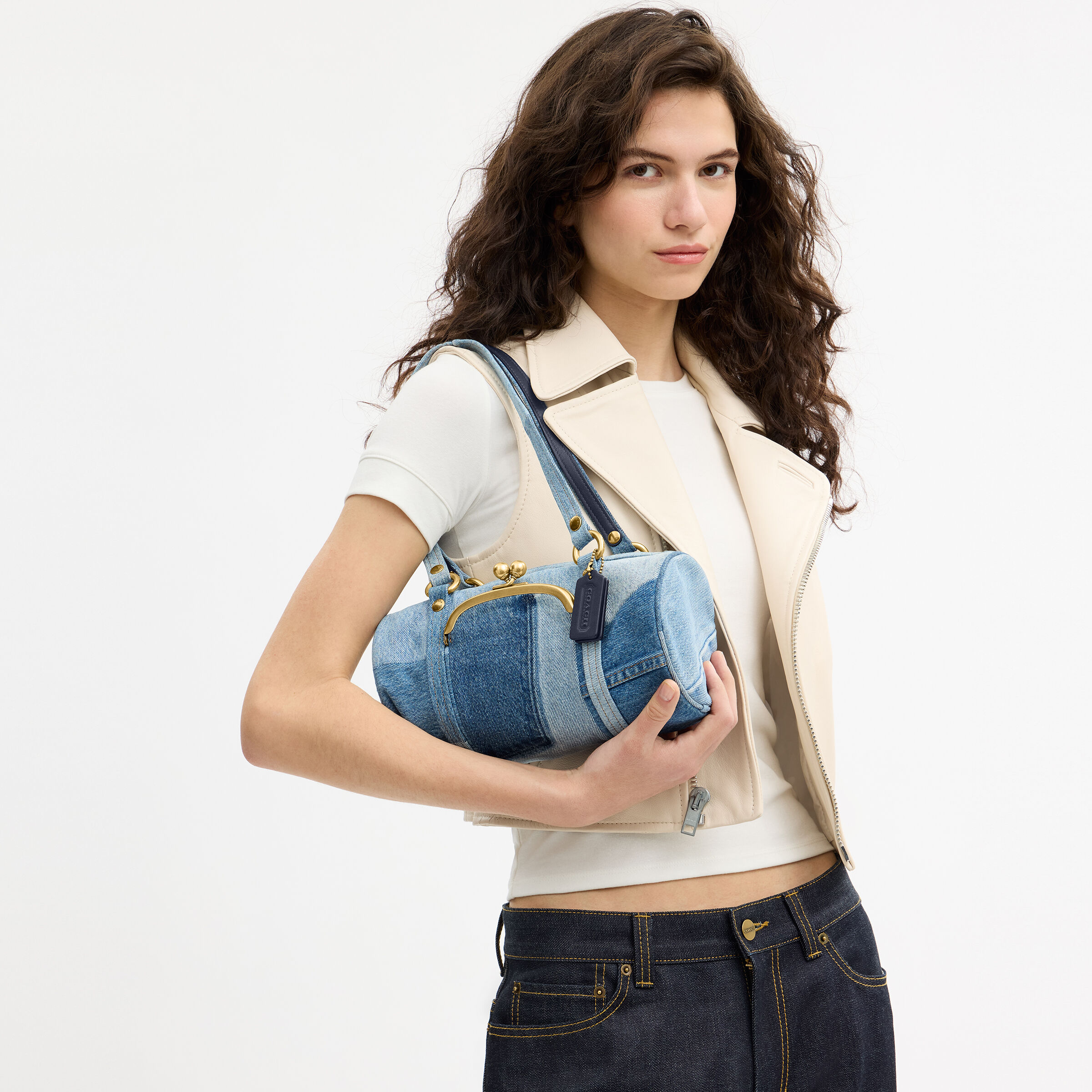 Buy COACH The Coach Originals Upcycled Denim Kisslock Barrel Bag