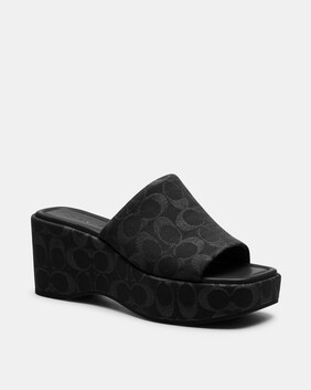 Phoebe Platform Sandal In Signature Denim