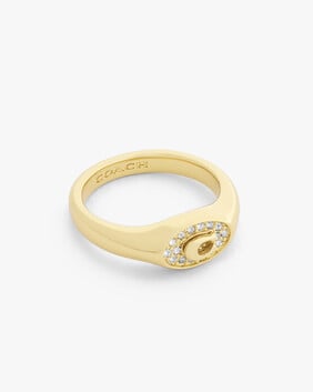 Signature C Pav Signet Ring