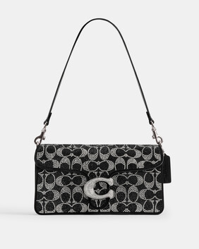 Crystal Suede Signature C Tabby Shoulder Bag 26