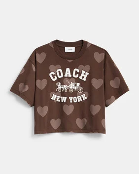 Horse And Carriage Heart Cropped T-shirt In Organic Cotton