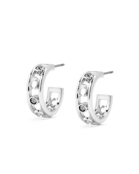 Signature C Open Hoop Earrings, Brass