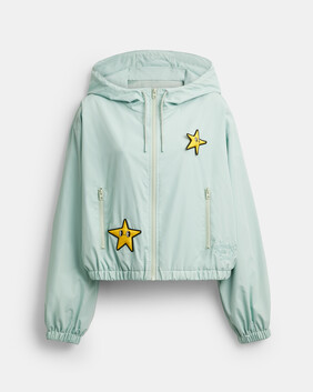Brain Dead Star Cropped Windbreaker In Recycled Polyamide