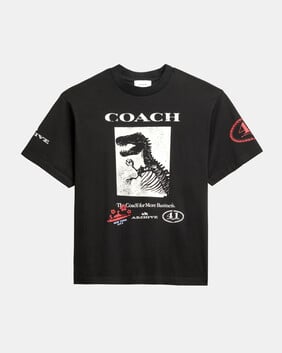 تيشيرت بنقشة ديناصور ونقشات بتصميم ملصق قطن عضوي