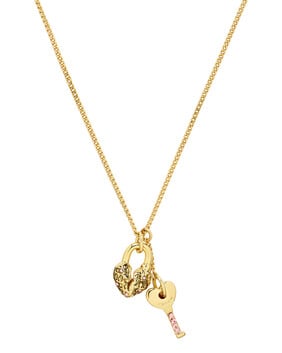 Heart Padlock & Key Short Pendant Necklace