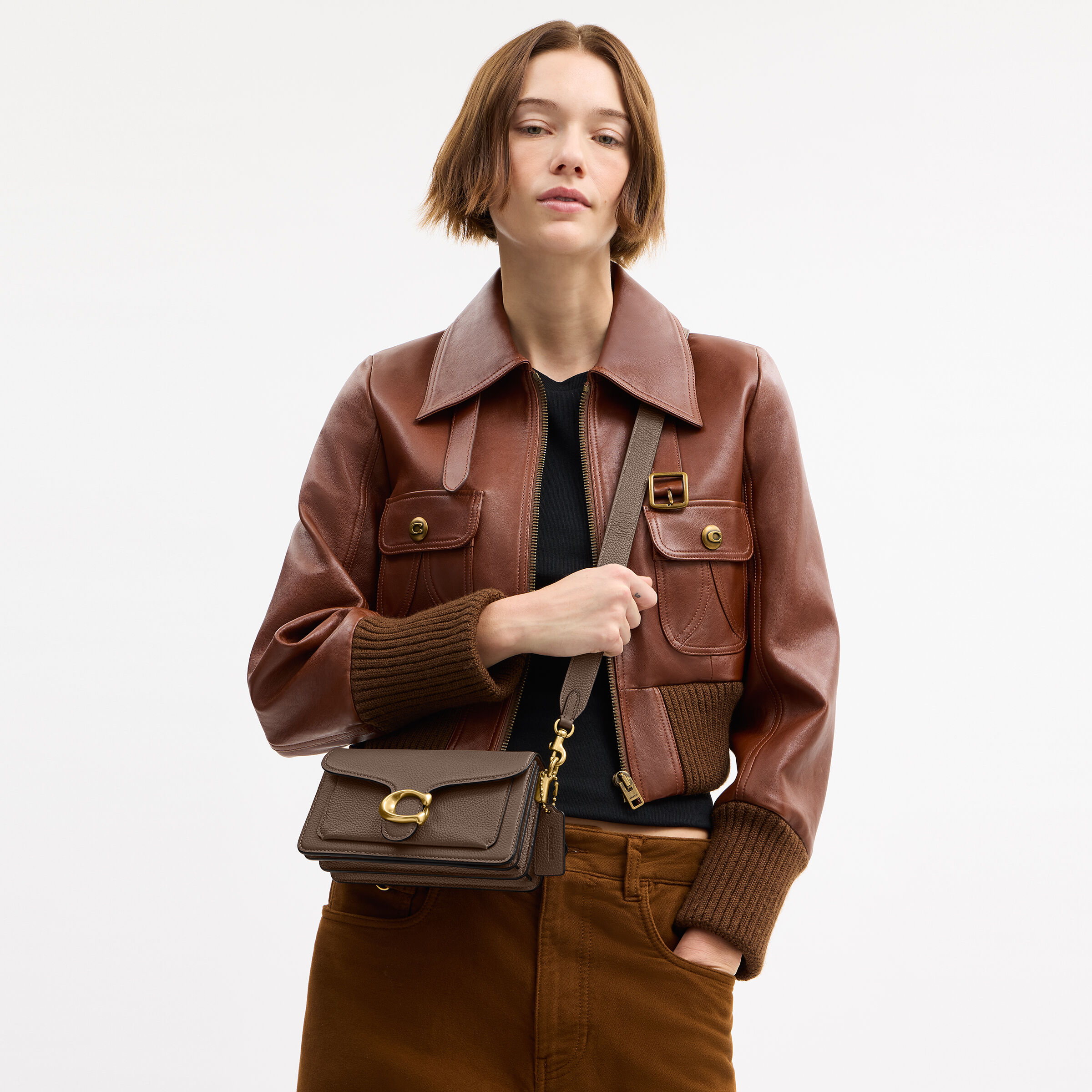 COACH ボディバッグ ダークブラウン カムデン 革 レザー ハーフムーン 茶 Buy COACH Polished Pebble Leather Tabby Shoulder Bag 20 Refresh