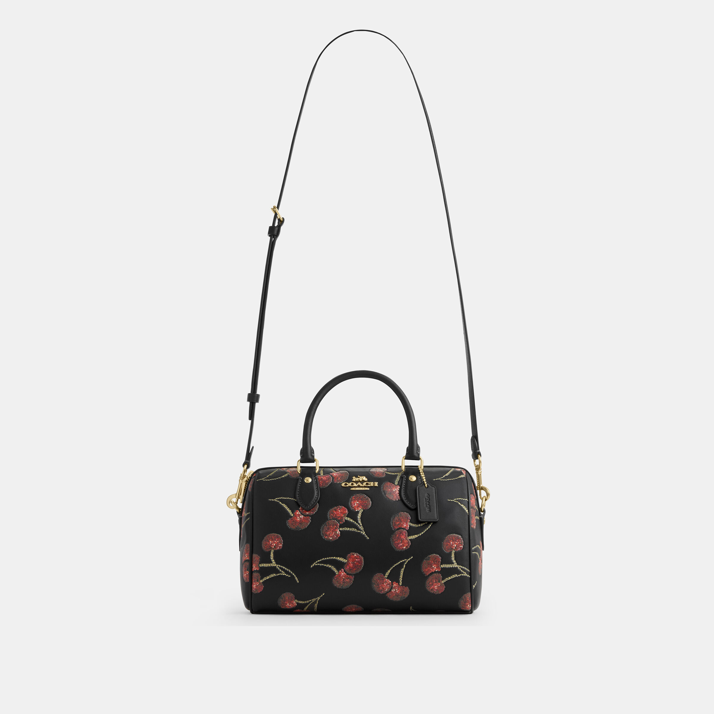 Buy COACH Rowan Satchel Bag With Cherry Print Black Online in UAE