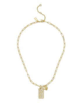 Signature Quilted Cut-out Hangtag Pendant Necklace