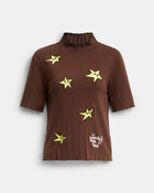 Brain Dead Graphic Pointelle Mockneck Top