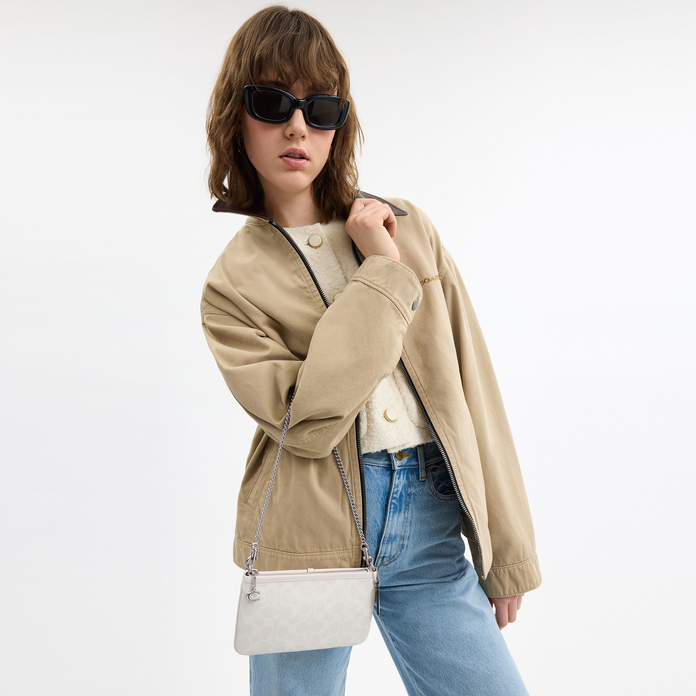 バッグ Coach Signature Zip Accessory Pouch Bag Buy COACH Pouch Bag In Signature Canvas White Online in UAE
