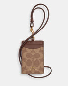 حافظة بطاقة هوية بحمالة قماش قنب بنقشة شعار الماركة