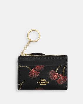 Mini Skinny Id Case With Cherry Print
