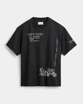 Sketch Horse And Carriage Relaxed T-shirt In Organic Cotton